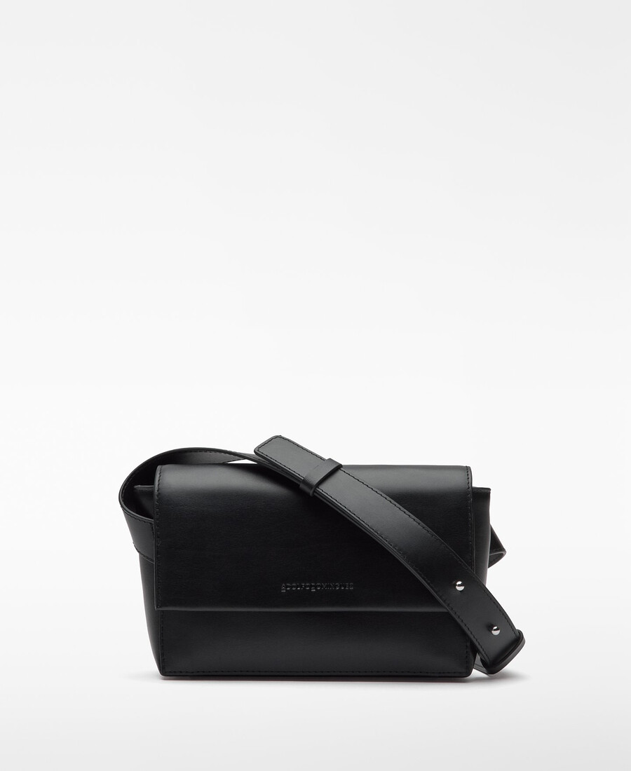 bolso bandolera de piel con forma de caja para hombre