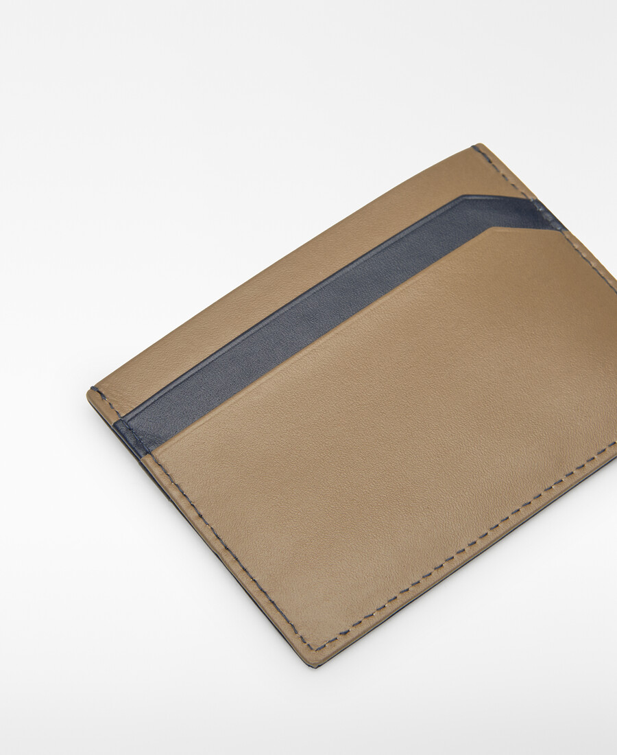 tarjetero de piel bicolor para hombre