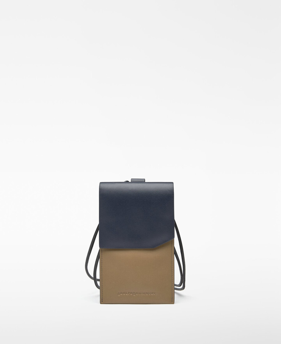 soporte para móvil de piel bicolor para hombre