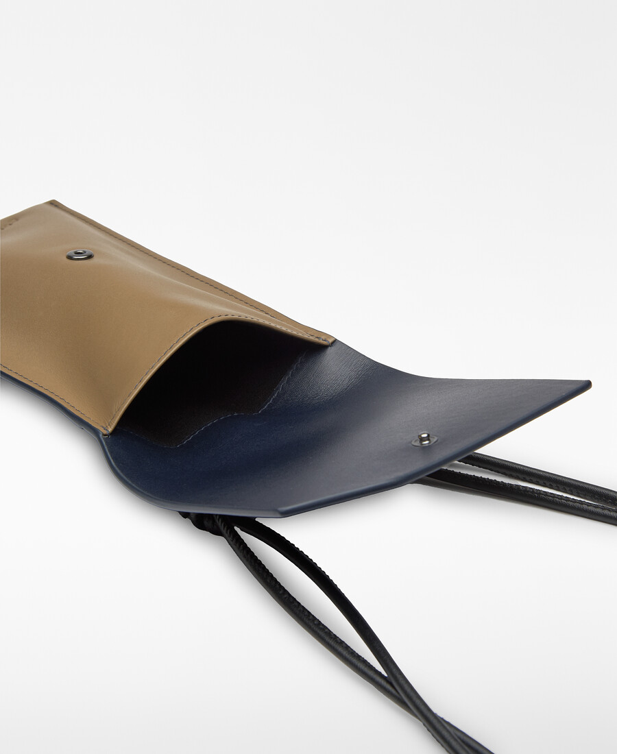 soporte para móvil de piel bicolor para hombre