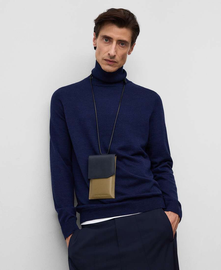 soporte para móvil de piel bicolor para hombre
