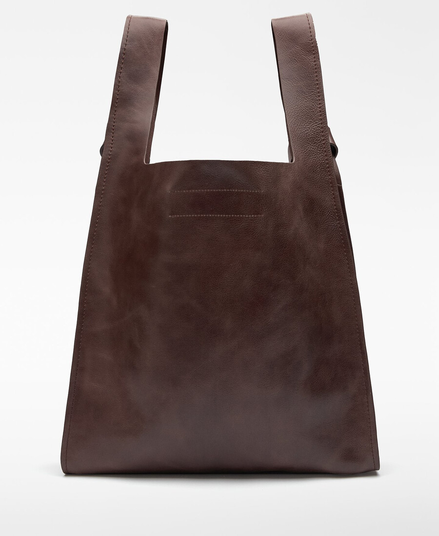 bolso shopper marrón de piel para hombre