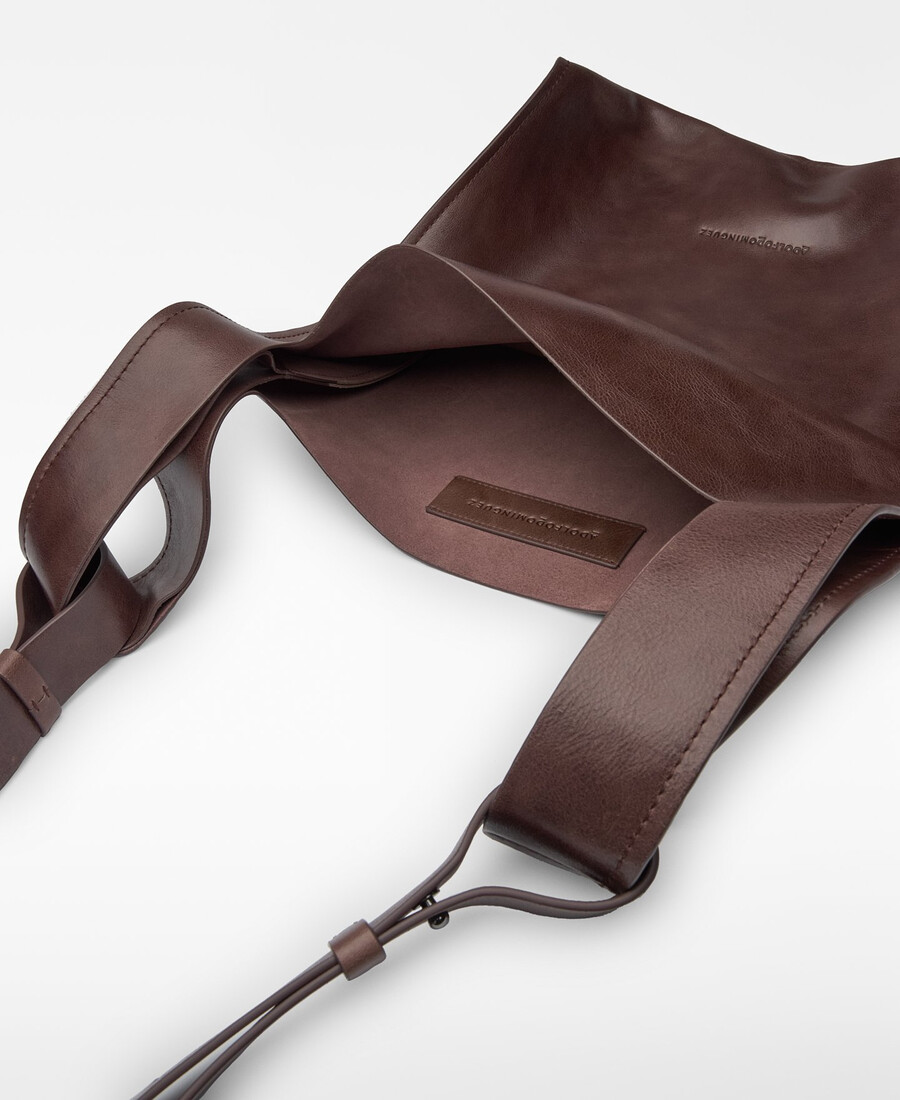 bolso shopper marrón de piel para hombre