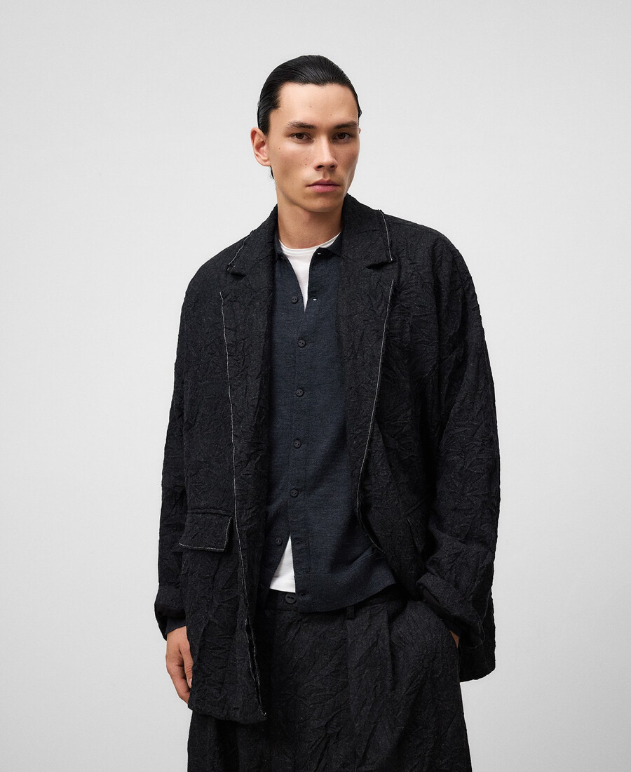 blazer arrugado de gran tamaño para hombre