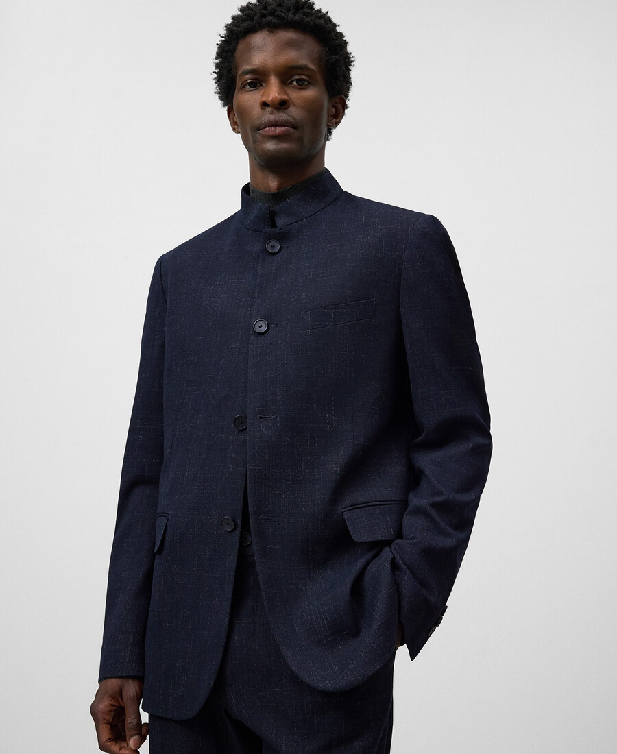 blazer estructurado con cuello mandarín para hombre