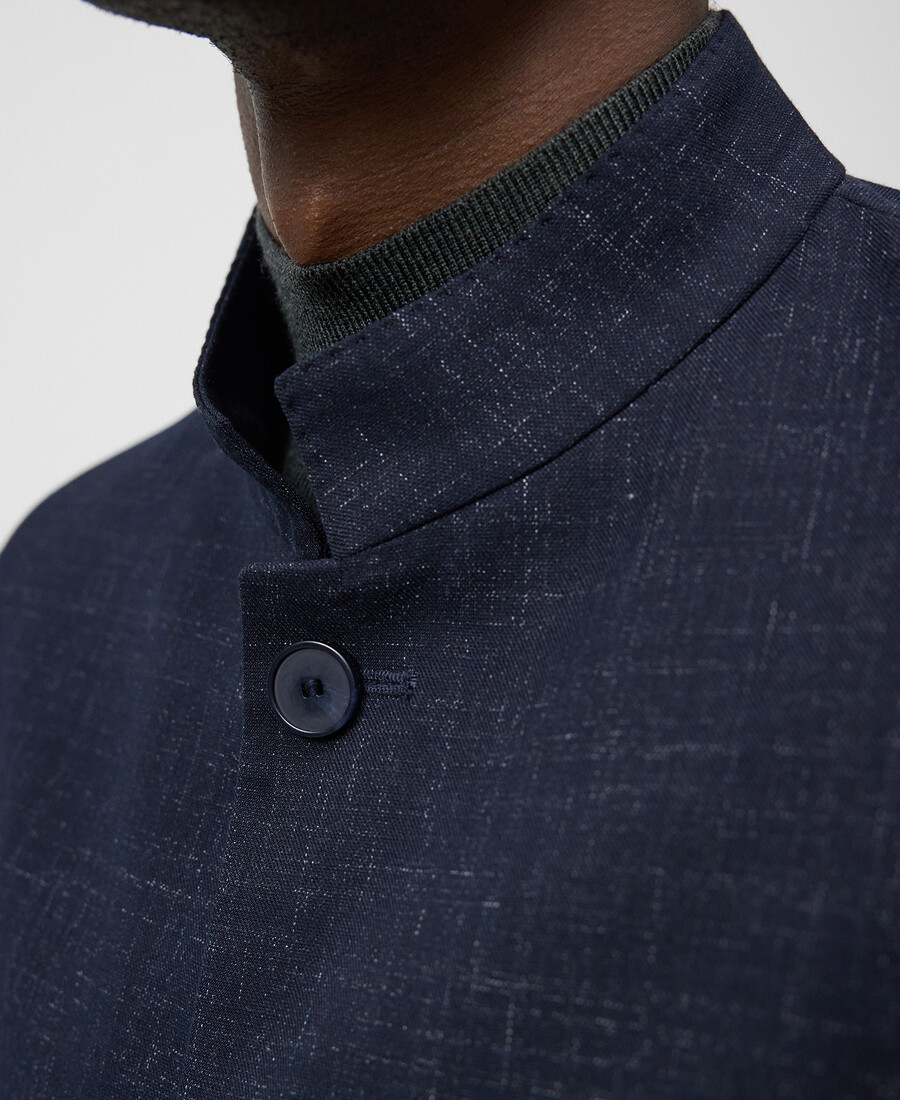 blazer estructurado con cuello mandarín para hombre