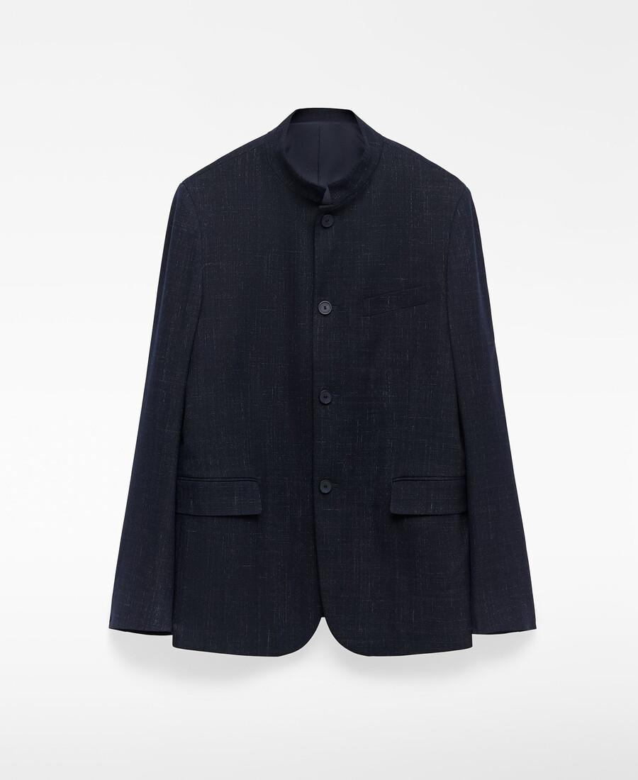 blazer estructurado con cuello mandarín para hombre