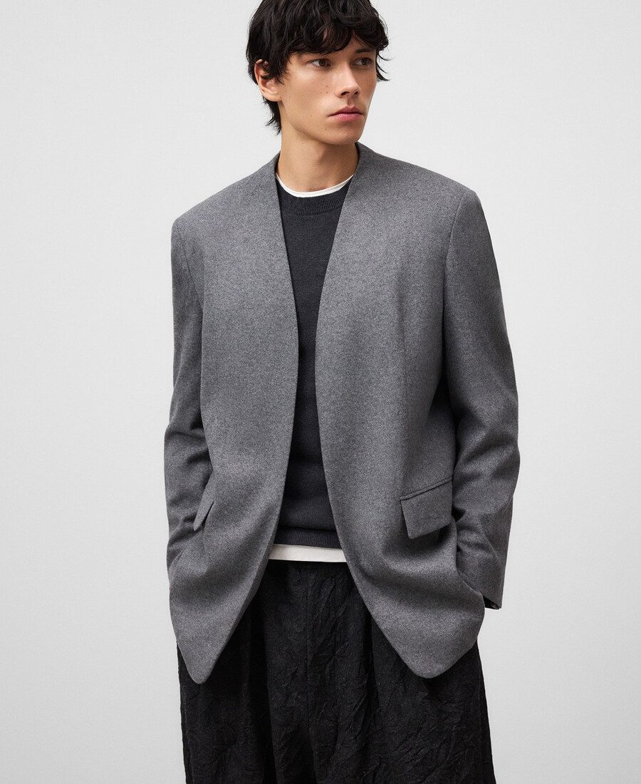 blazer de corte relajado sin solapa para hombre
