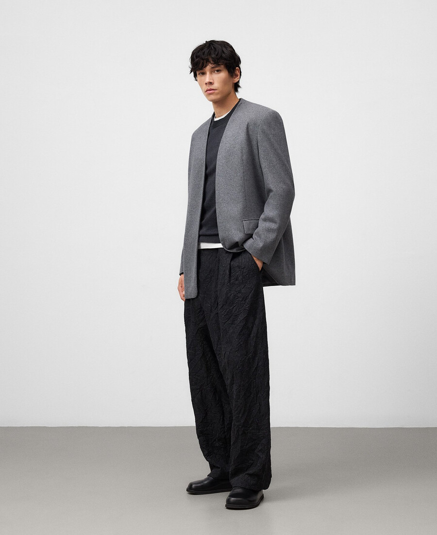blazer de corte relajado sin solapa para hombre