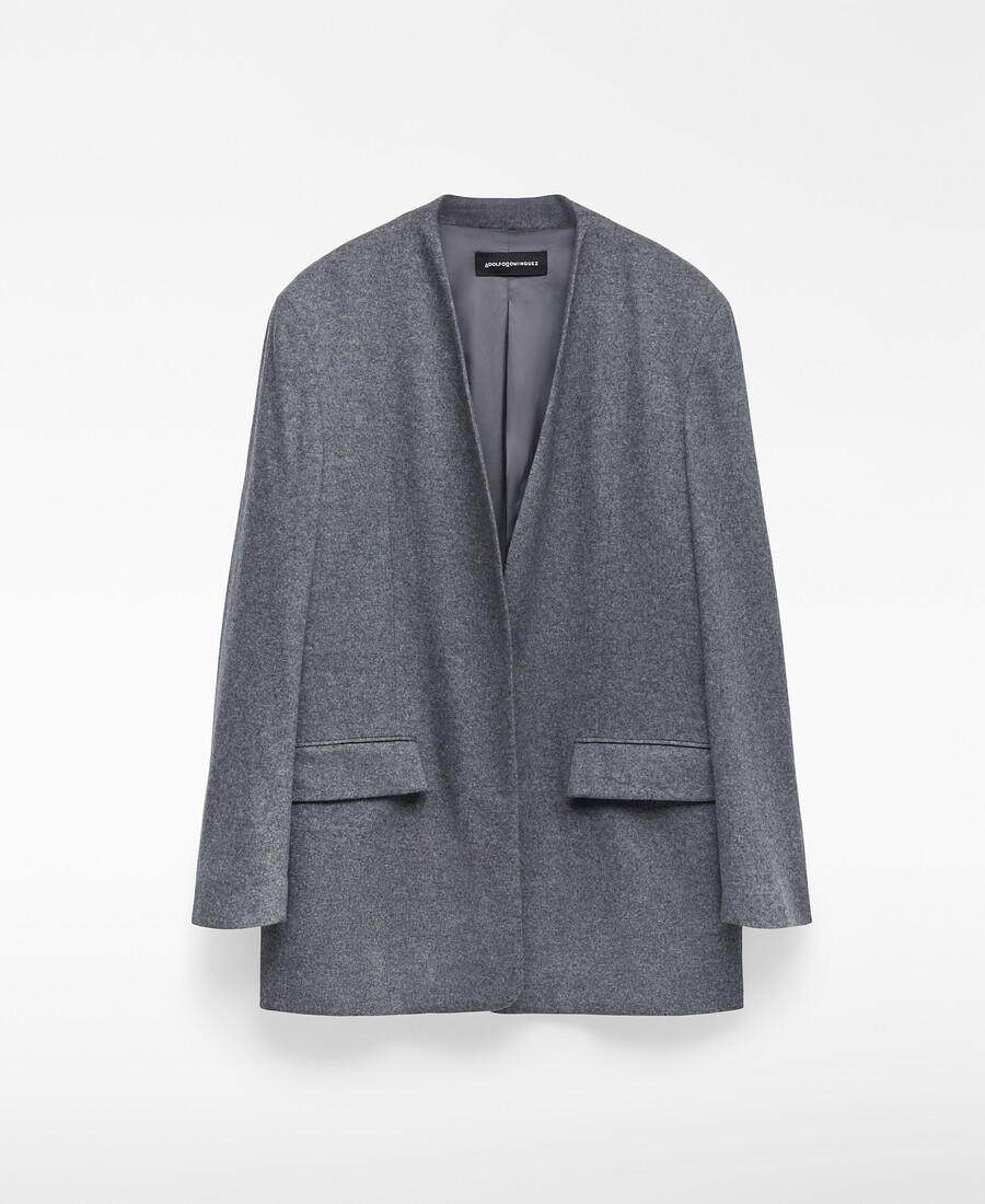 blazer de corte relajado sin solapa para hombre