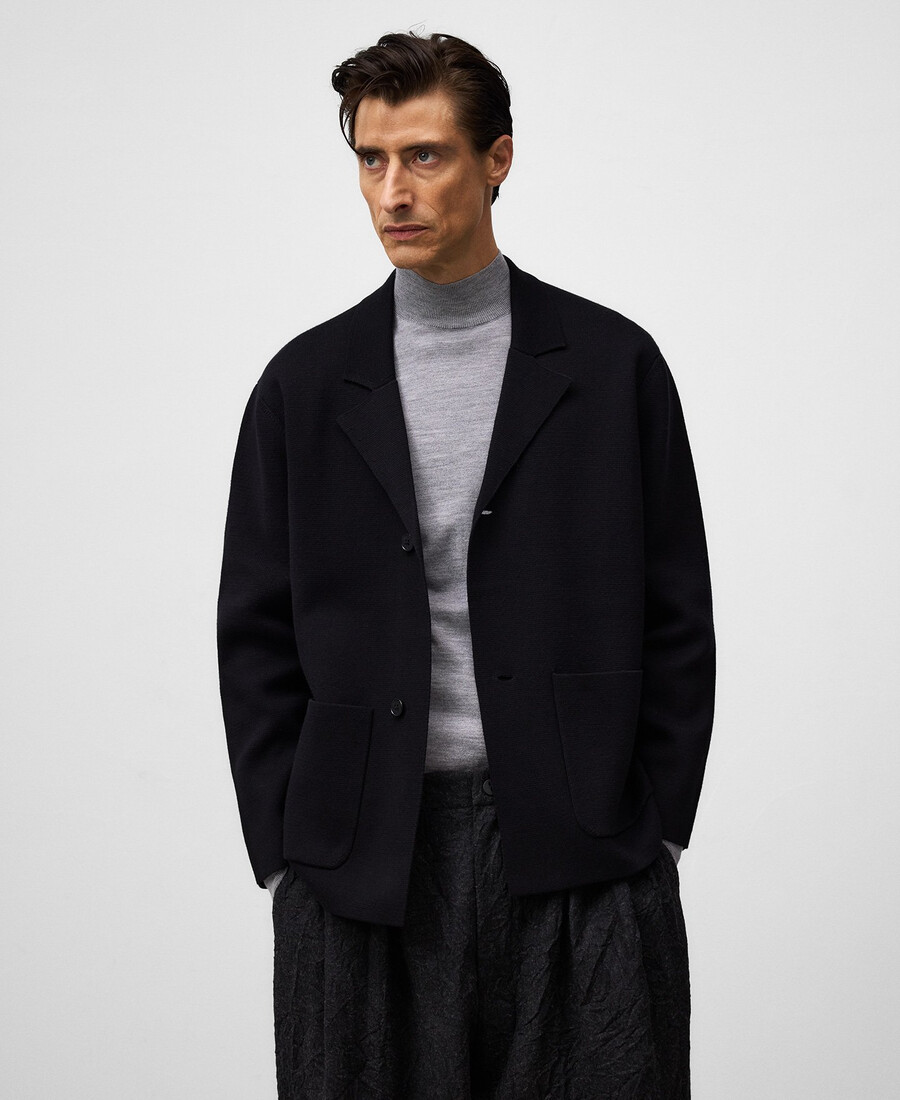 blazer de punto de corte relajado para hombre