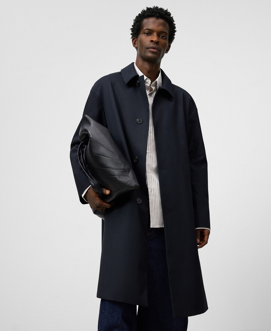 gabardina recta de cuello abierto para hombre