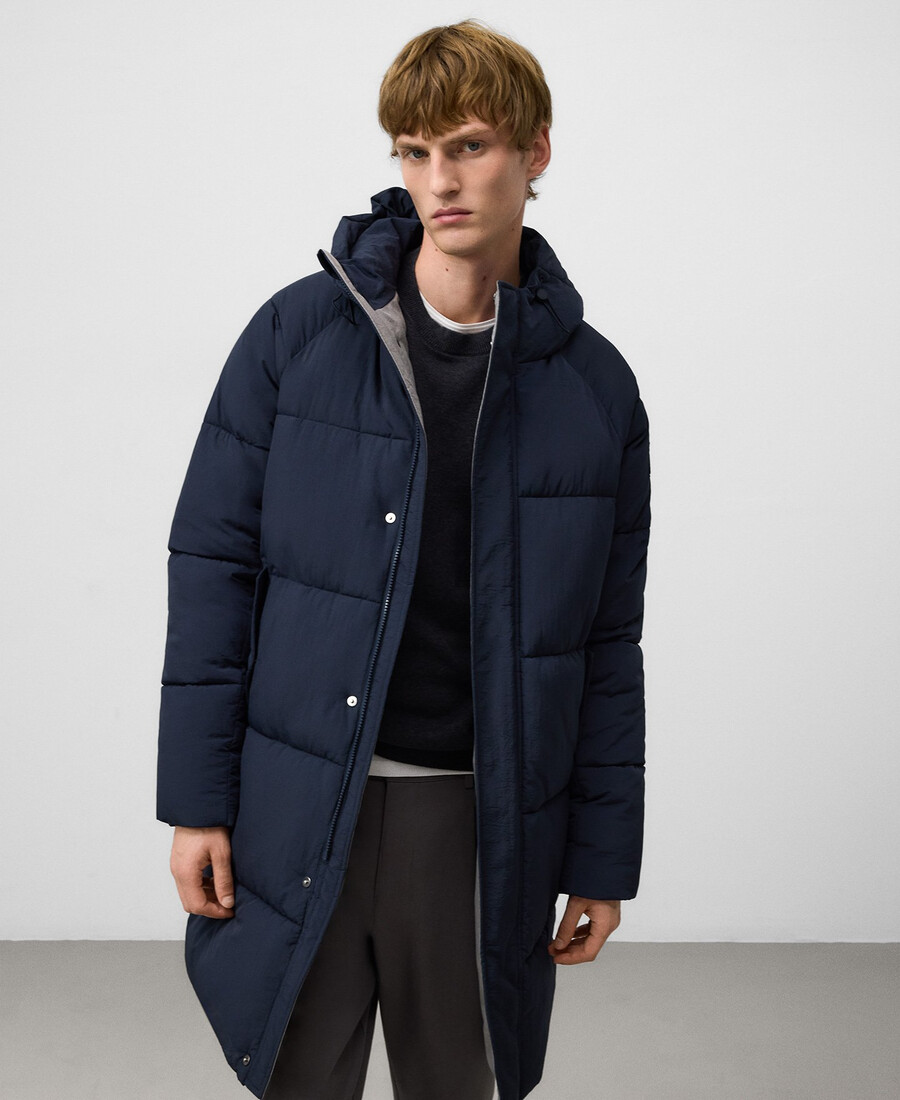 abrigo largo acolchado para hombre