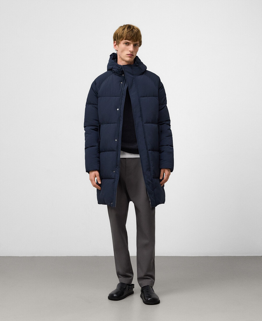 abrigo largo acolchado para hombre