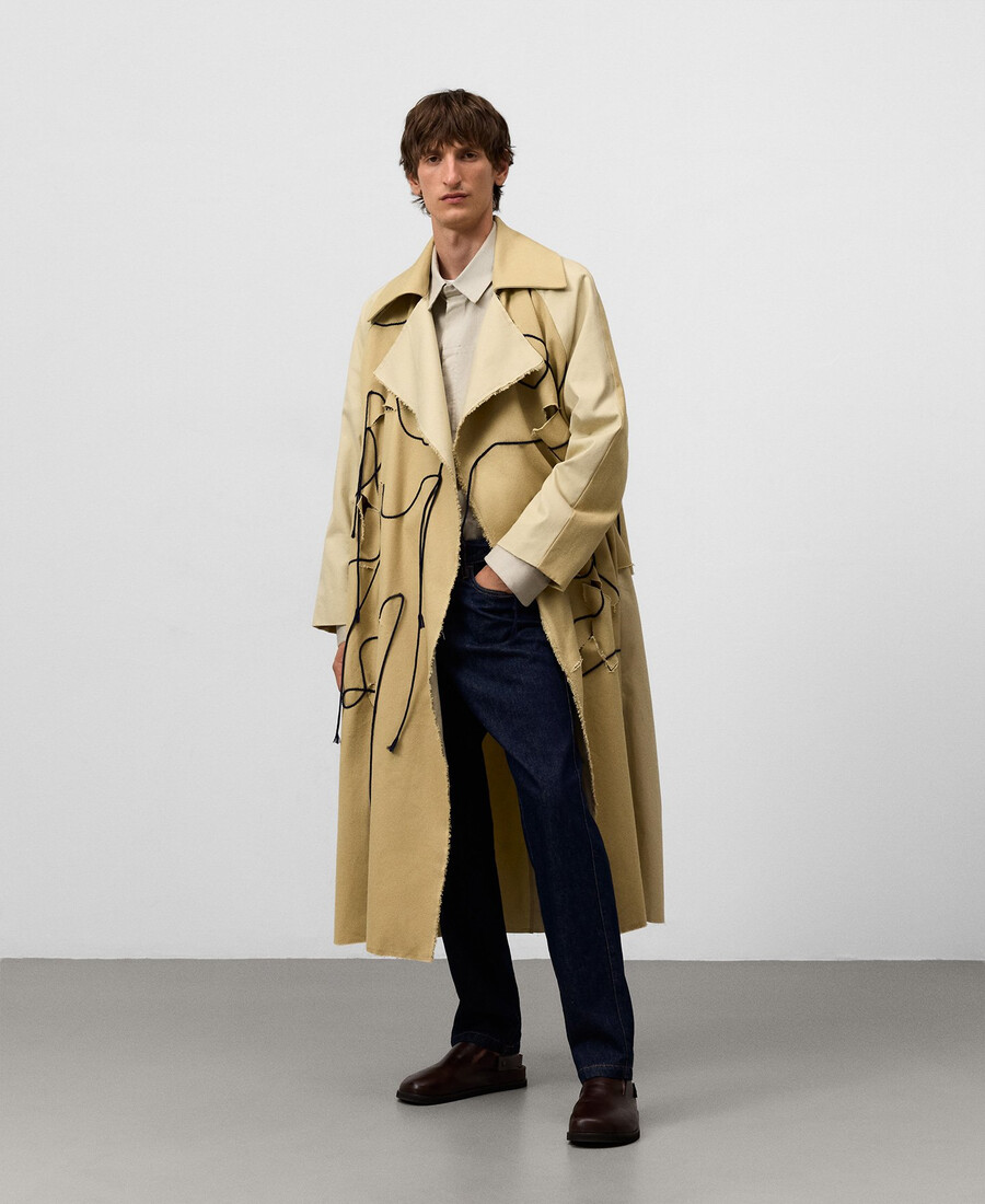 gabardina de tejido mixto con cordón para hombre
