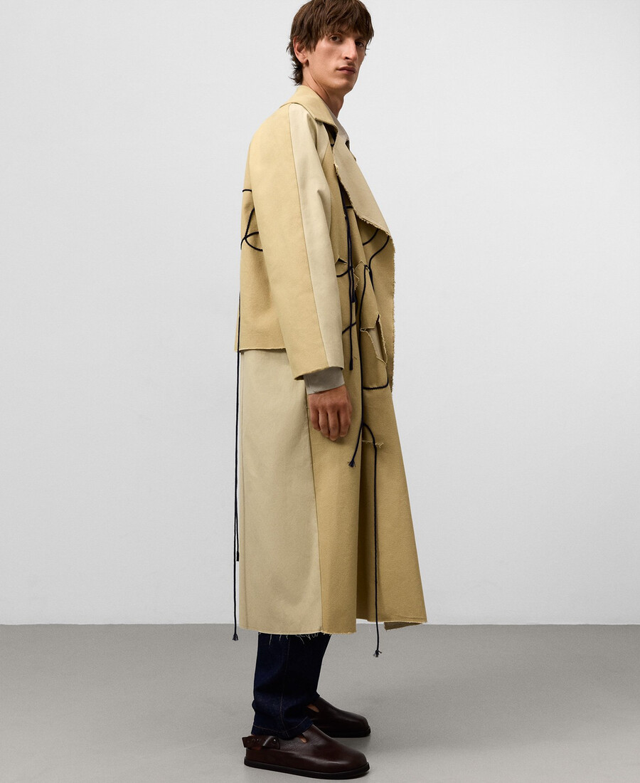 gabardina de tejido mixto con cordón para hombre