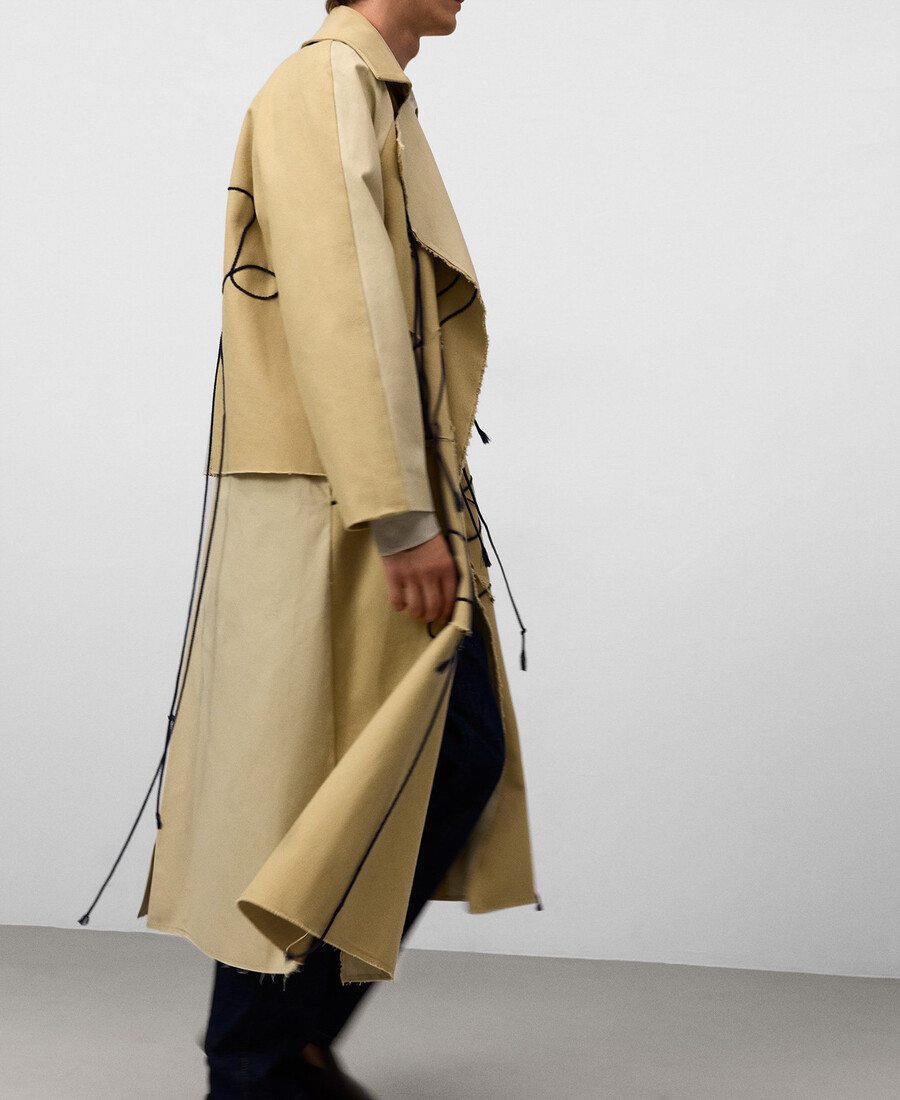 gabardina de tejido mixto con cordón para hombre