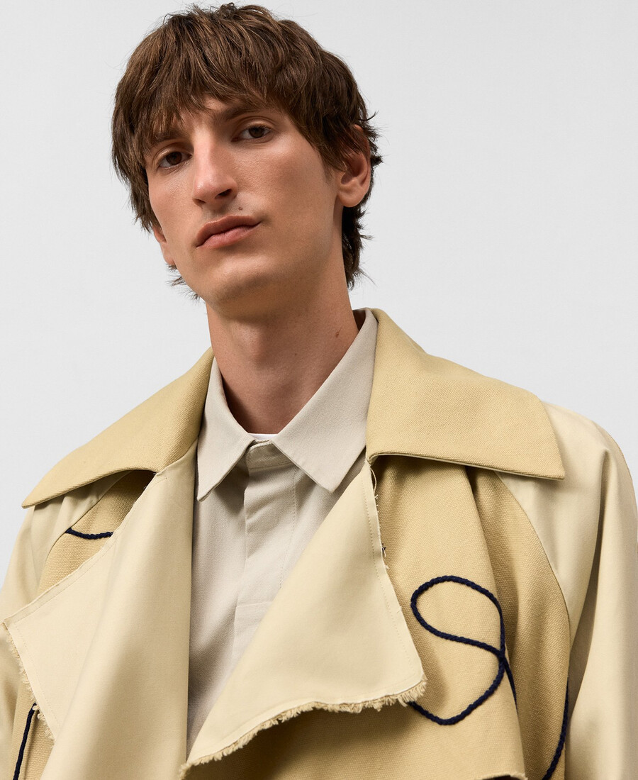 gabardina de tejido mixto con cordón para hombre