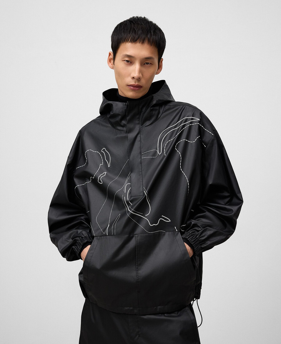 chaqueta con capucha bordada para hombre