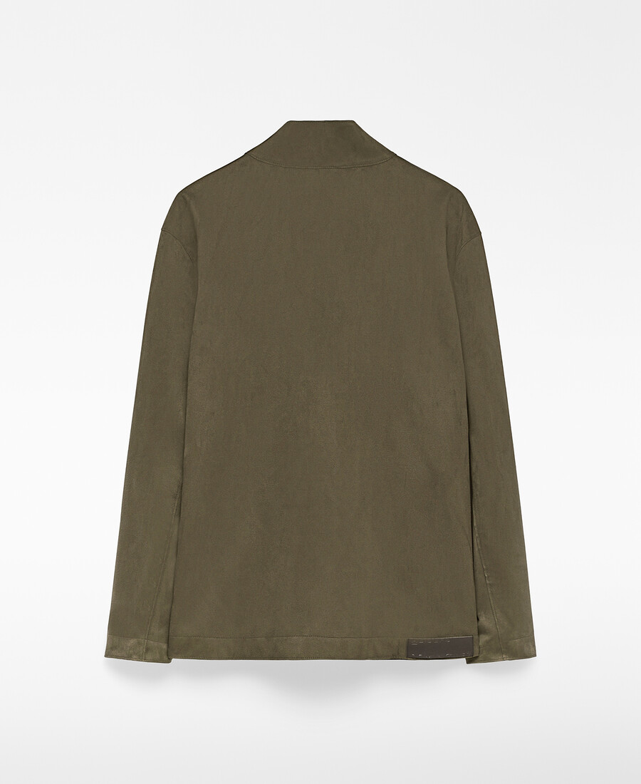 chaqueta de ante sintético con cuello mao para hombre