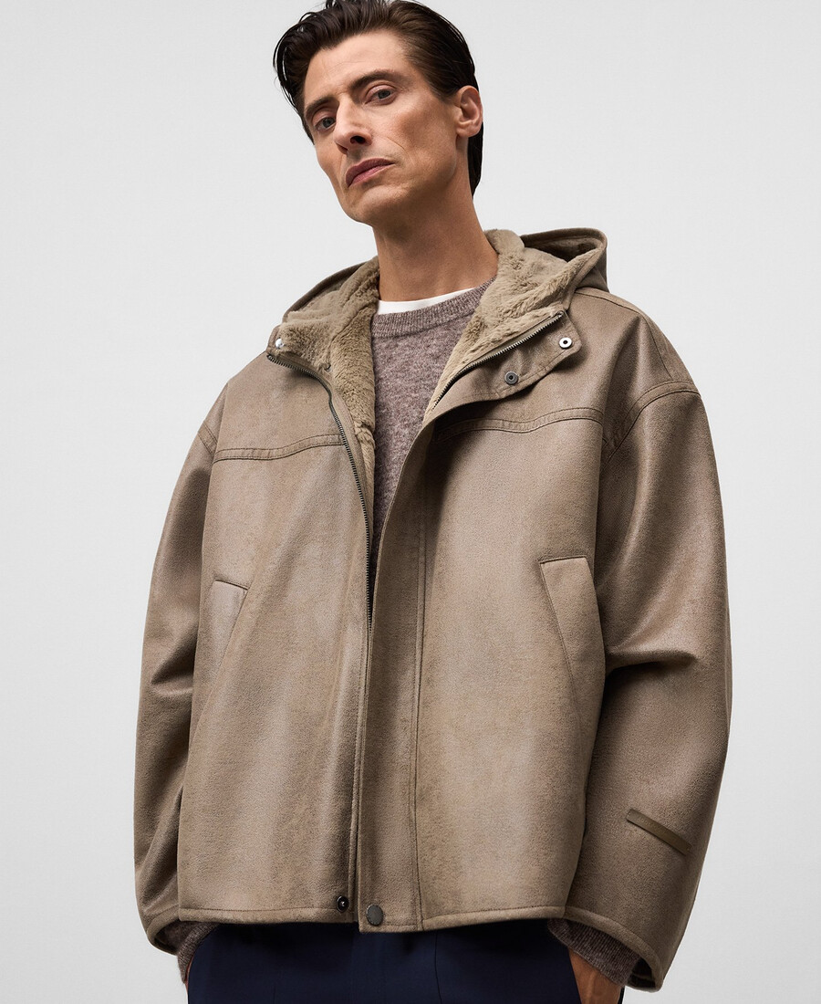 chaqueta oversize de piel y no piel para hombre