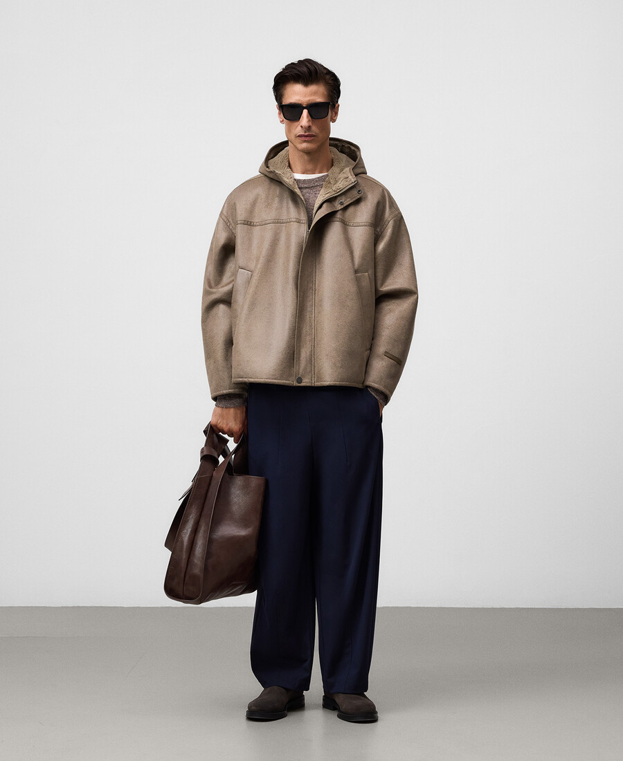 chaqueta oversize de piel y no piel para hombre