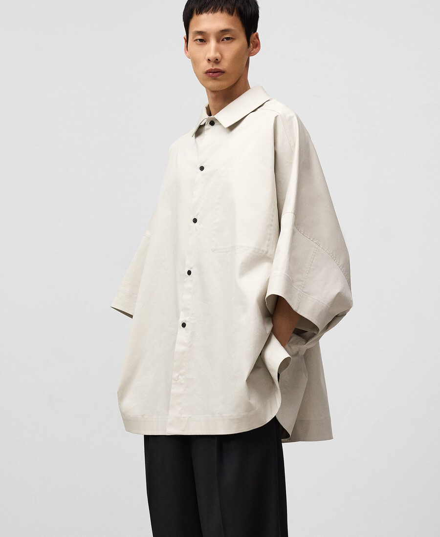 camisa gris oversize de algodón para hombre