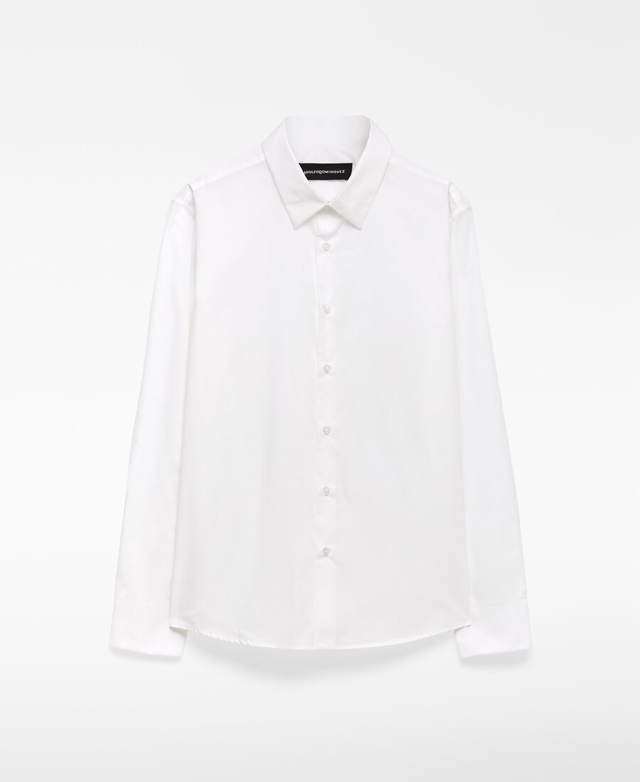 camisa de cuello abierto de corte regular para hombre