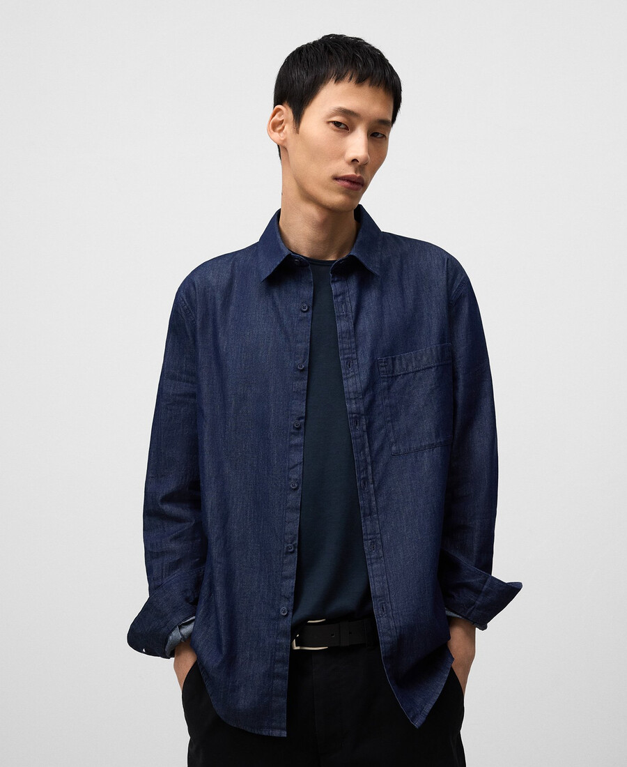 camisa vaquera de algodón de corte regular para hombre