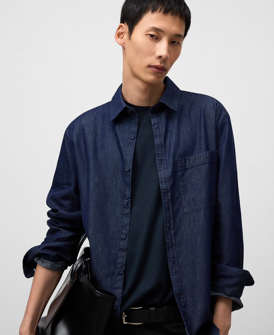 camisa vaquera de algodón de corte regular para hombre