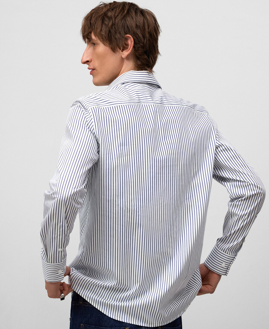 camisa de rayas regular fit con bolsillo para hombre