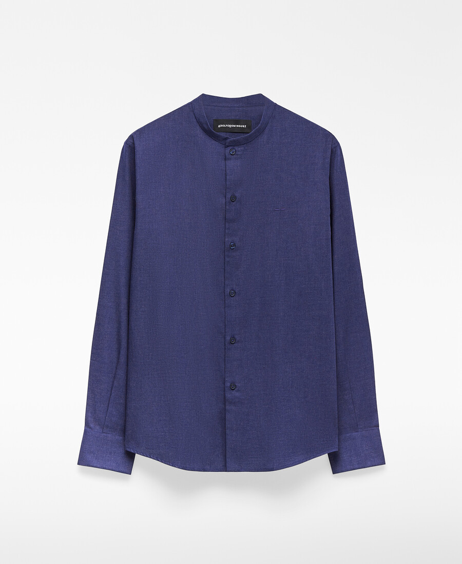 camisa de cuello mandarín de corte regular para hombre