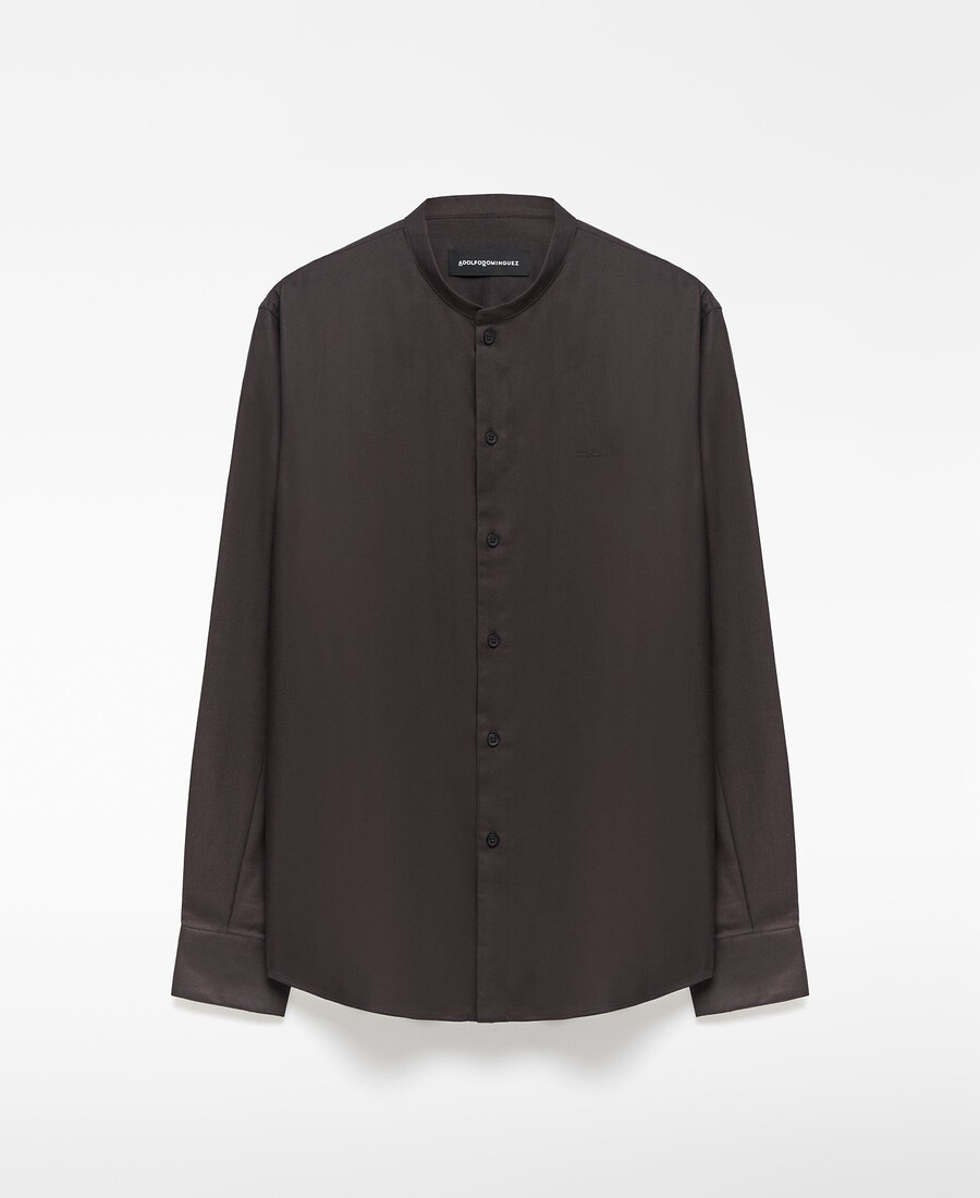 camisa de cuello mandarín de corte regular para hombre