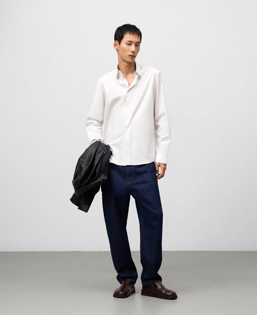 camisa de cuadros micro de corte regular para hombre