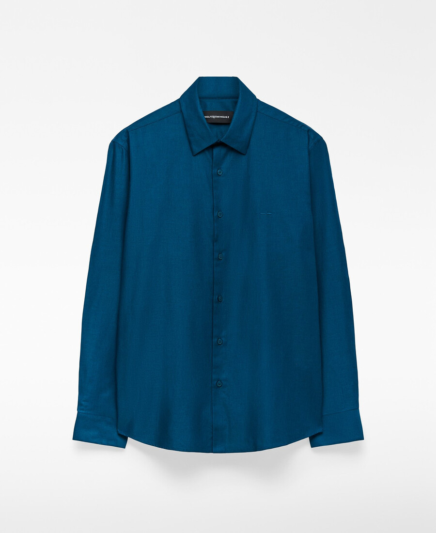 camisa de cuello abierto de corte regular para hombre