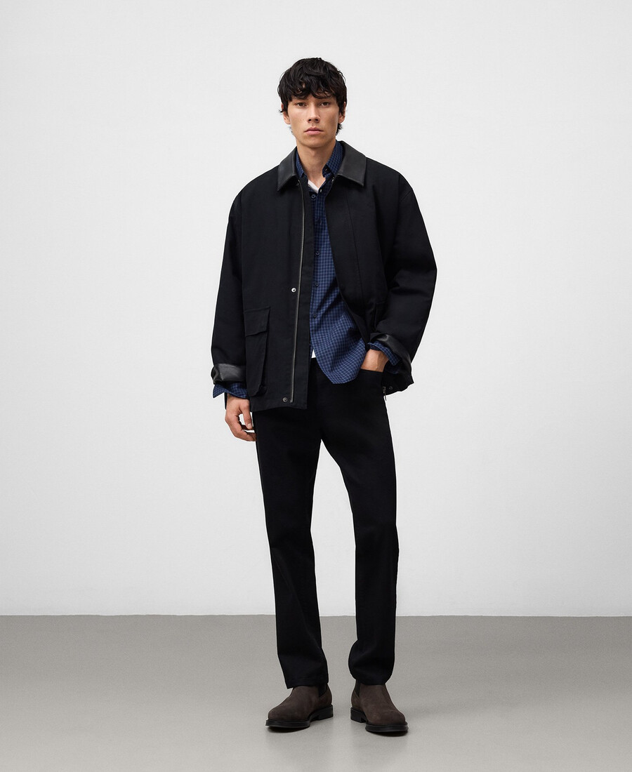 camisa de cuadros azules de corte regular para hombre