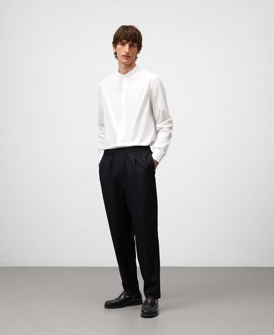 camisa de cuello mandarín de corte regular para hombre