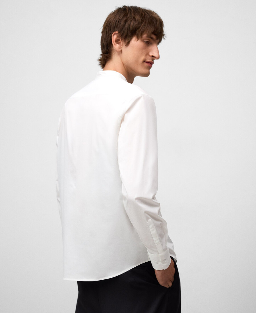 camisa de cuello mandarín de corte regular para hombre