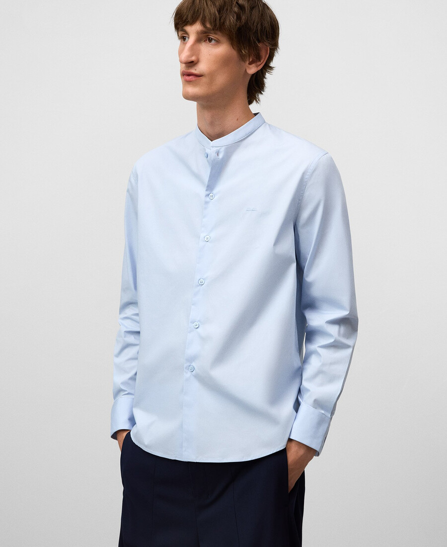 camisa de cuello mandarín de corte regular para hombre