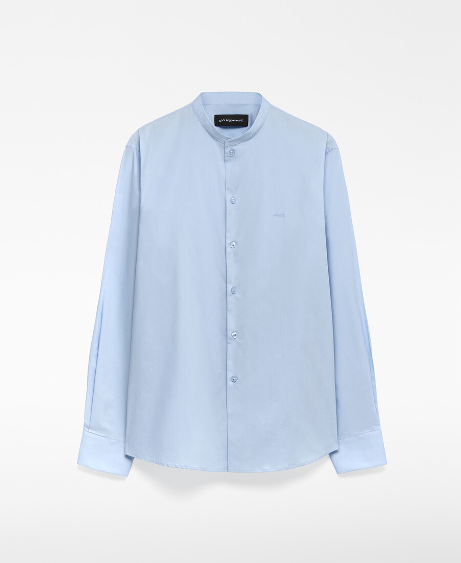 camisa de cuello mandarín de corte regular para hombre