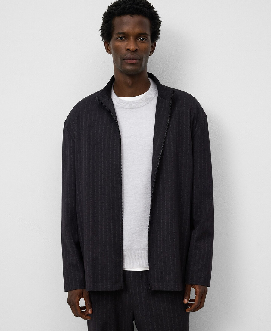 camisa de rayas con cremallera para hombre