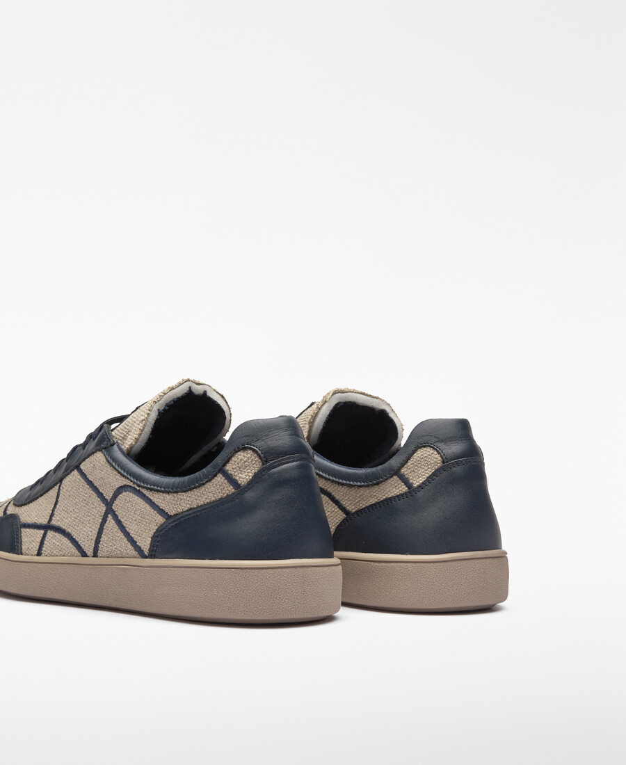 zapatilla de lona y piel cosida para hombre