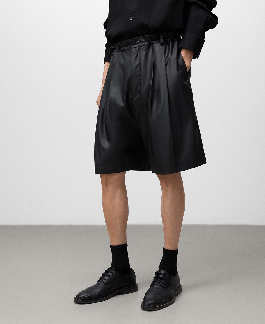 bermudas negras de corte relajado para hombre