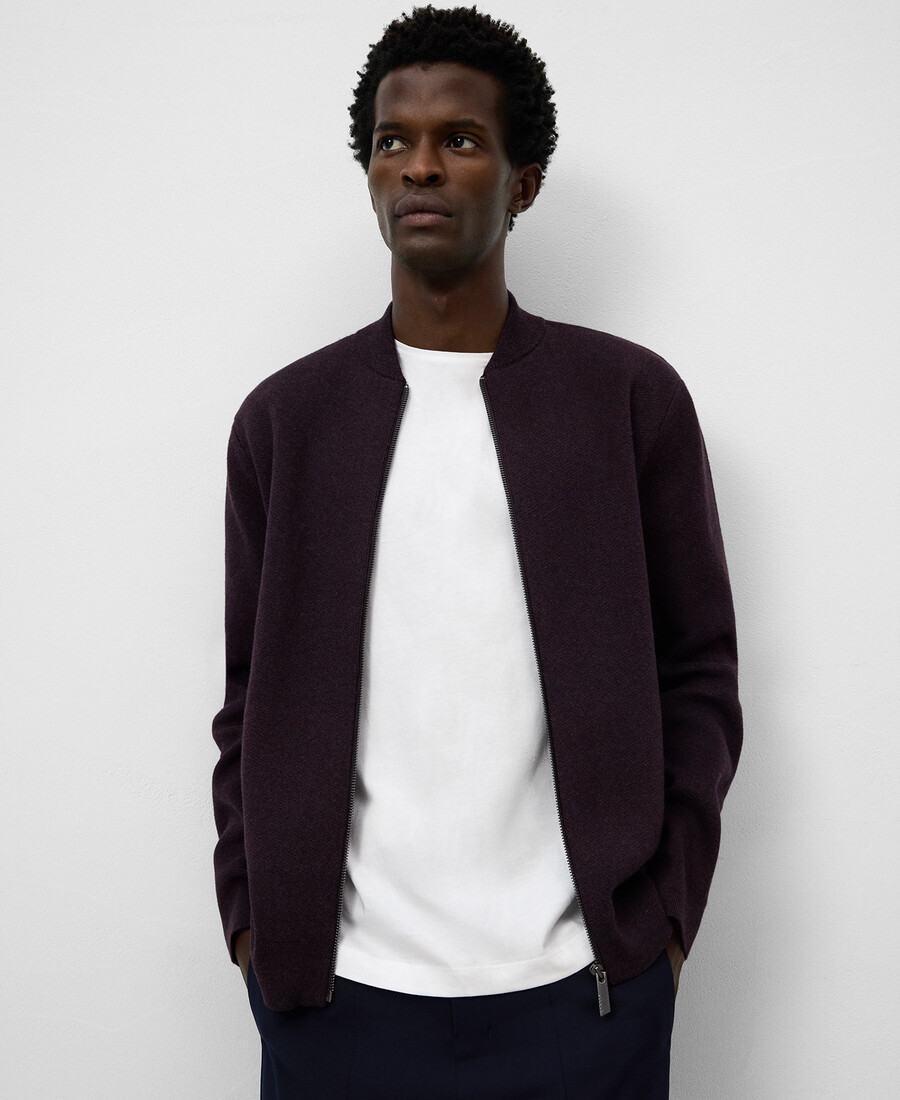 cárdigan de punto con cuello bomber para hombre