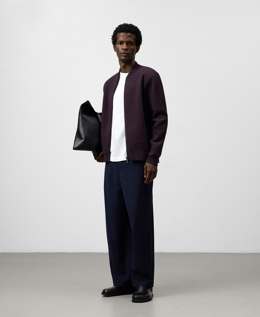 cárdigan de punto con cuello bomber para hombre