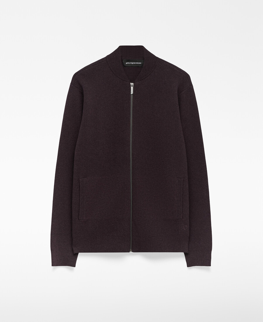 cárdigan de punto con cuello bomber para hombre