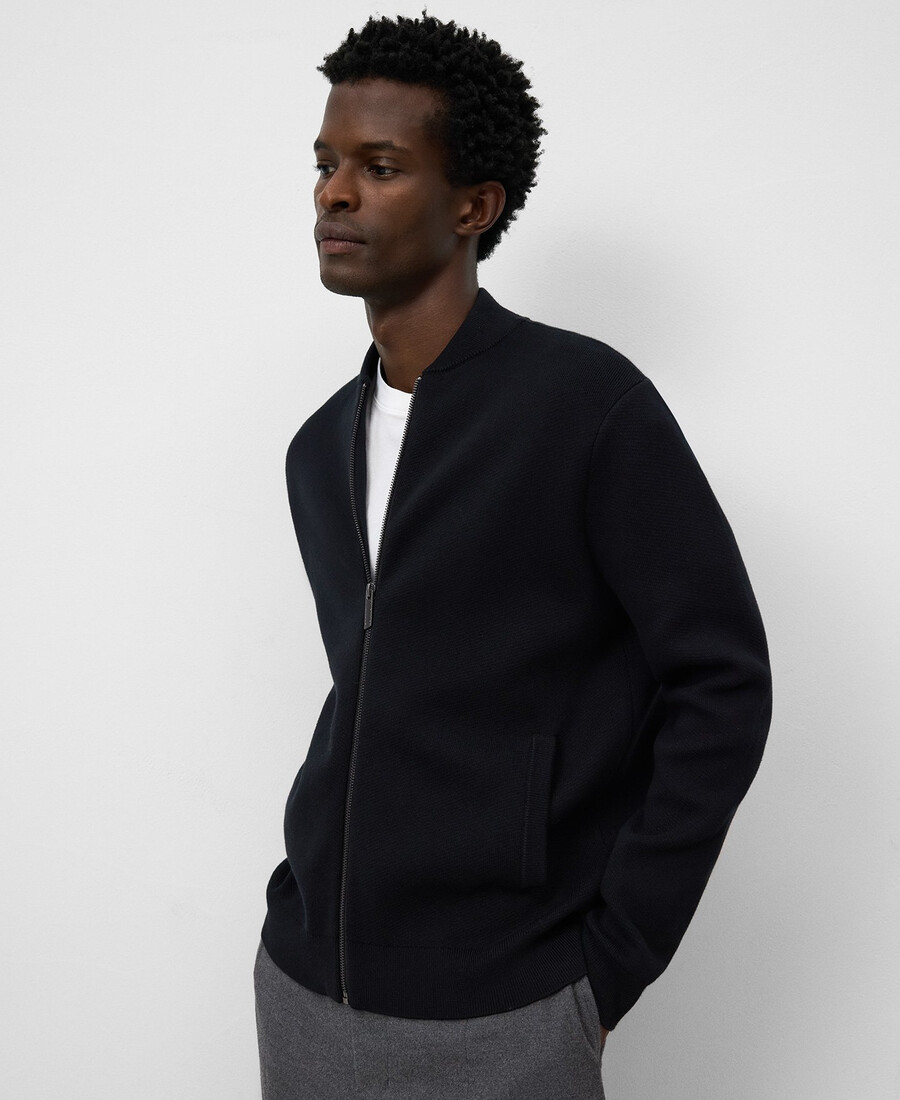 cárdigan de punto con cuello bomber para hombre