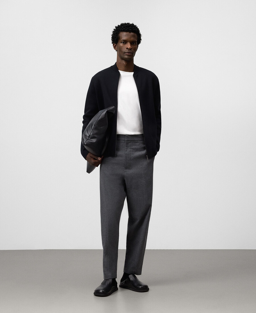 cárdigan de punto con cuello bomber para hombre