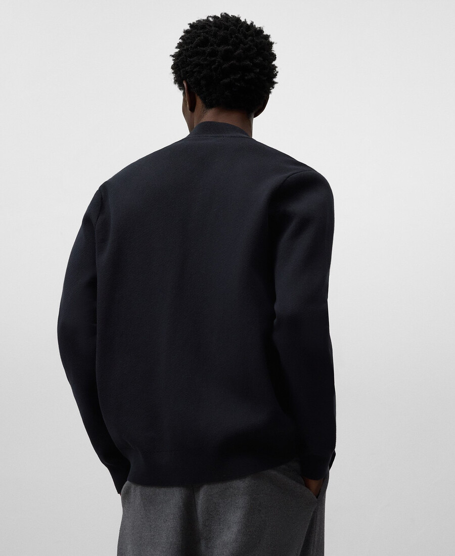 cárdigan de punto con cuello bomber para hombre