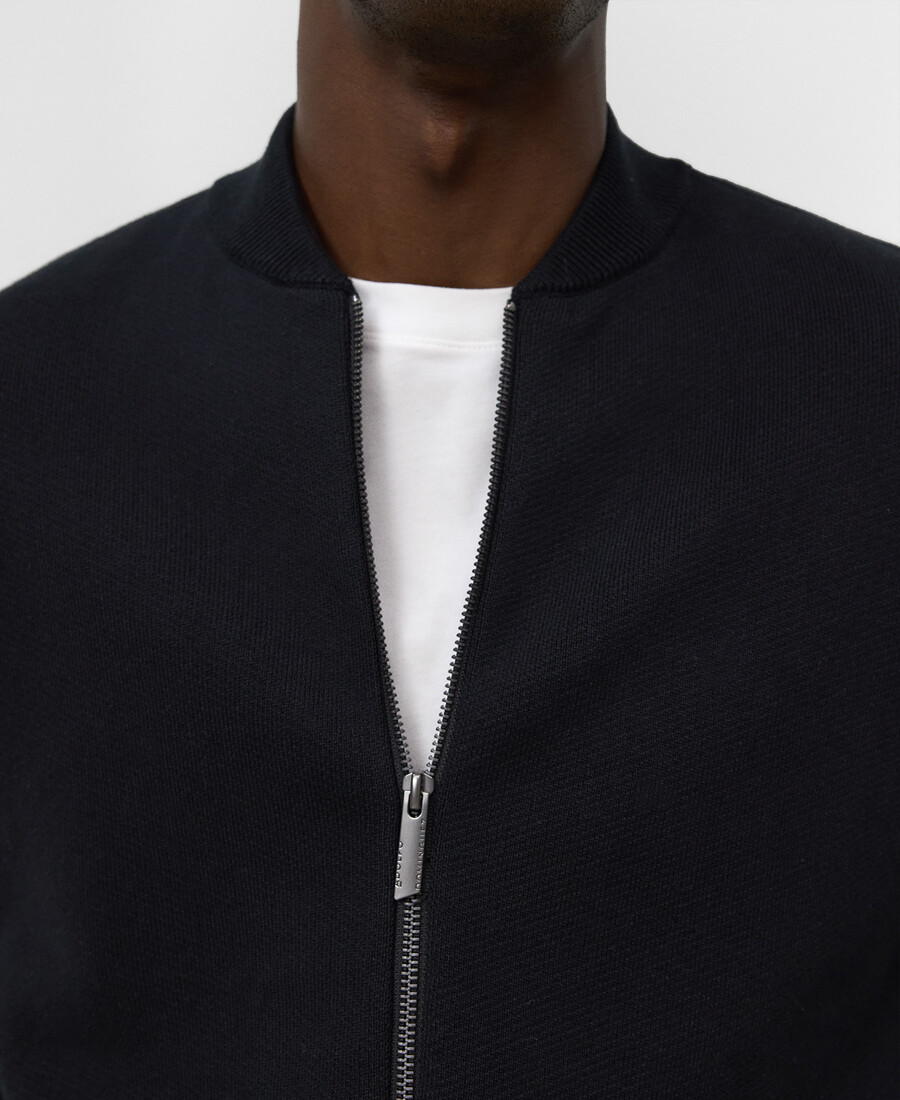 cárdigan de punto con cuello bomber para hombre